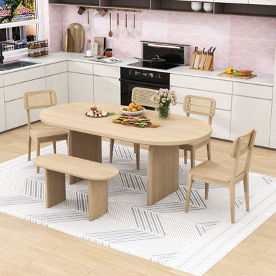 6-Piece Wooden Oval Dining Table Set