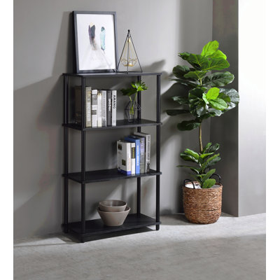 Bibliothèque industrielle à 4 niveaux: design KD avec métal thermolaqué et bois composite