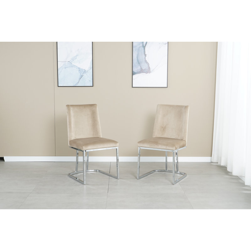 Velvet Upholstered Cantilever Chair in Mink, Mink