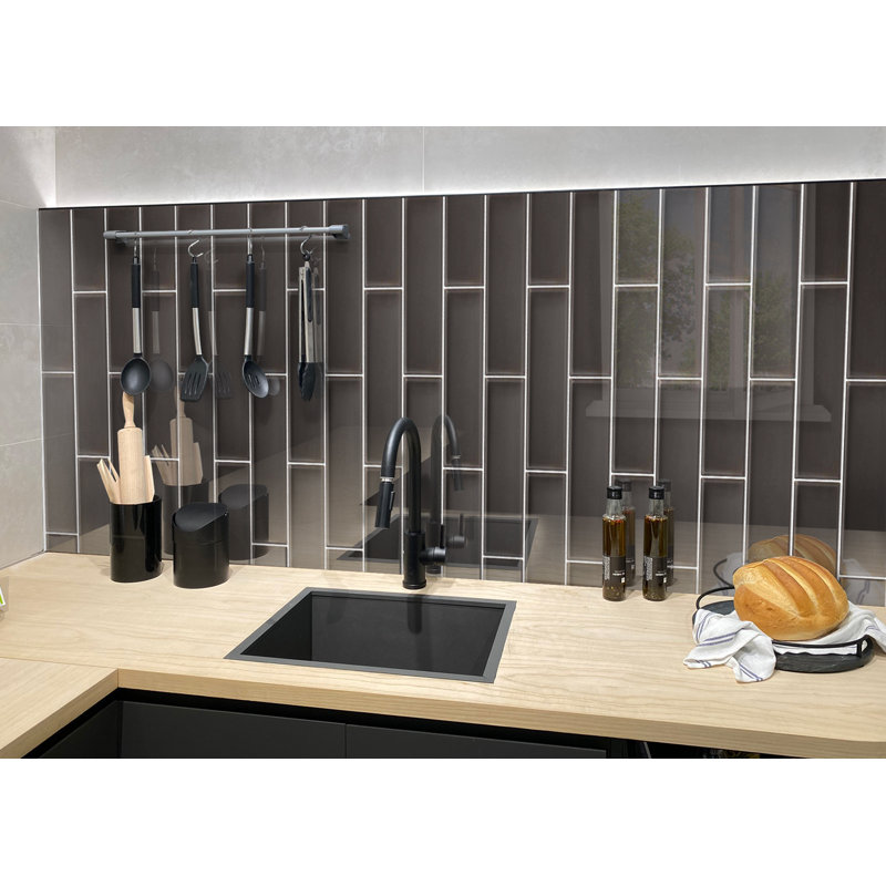 3" X 12" Glass Brick Look Subway Wall Tile, Ash Gray