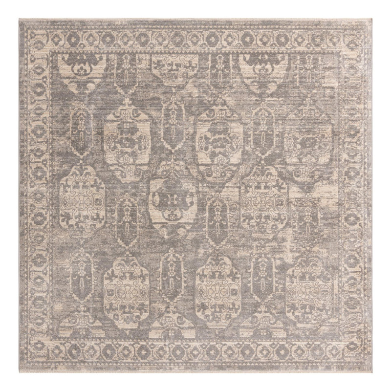 Gause Moroccan Area Rug, Square 7'10", Gray
