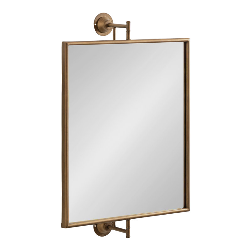 Dunnell Rectangle Pivot Bathroom Wall Mirror, Gold, 30.25" x 20"
