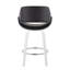 Tabouret de bar à hauteur fixe avec pivot en bois blanc et similicuir noir avec repose-pieds rond chromé - ensemble de 2
