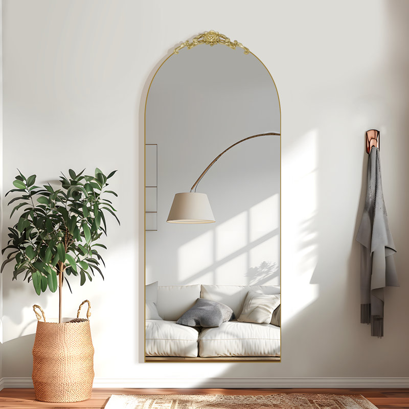Miroir mural autoportant en arche, Doré, 71 po x 28 po