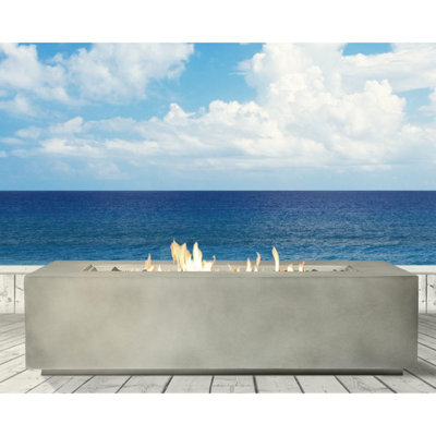 Outdoor Concrete Fireplace - Propane Operated, Lava Rocks Included In Cream White Fire Pit Powered, Versatile For Patio Use