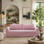 76 Inch Convertible Futon Sofa Bed,Folding Boneless Couches with Sleeper Sofa,Fold Out Floor Sofa Couch with Deep Seat,Cloud Corduroy Foldable Mattress Couch for Living Room,Pink