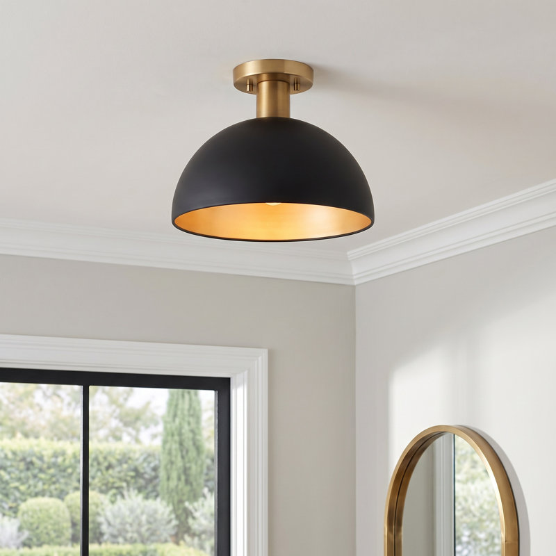 Darrah 1-Light Ceiling Light, Matte Black/Natural Brass