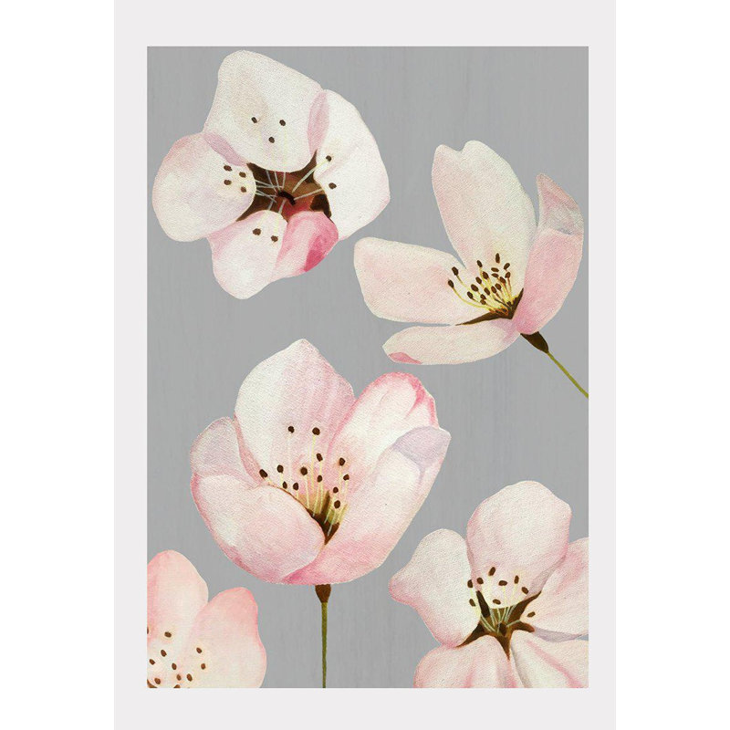 Cherry Blossoms On Gray Print, 19" H x 13" W 