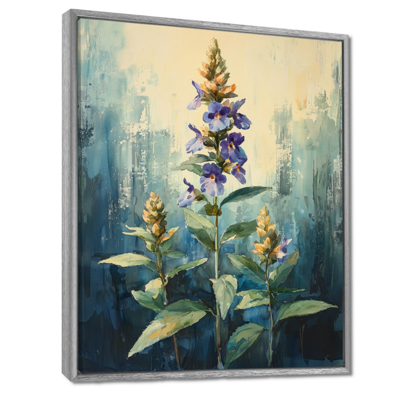 Herbal Serenity in Green Pastels Impressionist II - Herbs, art mural, H 32 po x l 16 po, Impression encadrée flottante