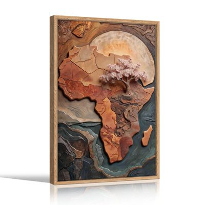 Ensemble de 1 tableau sur toile représentant un arbre d'Afrique