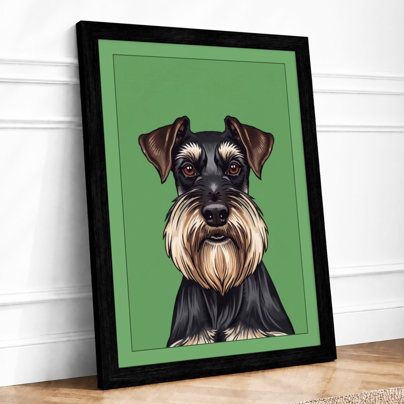 Schnauzer Portrait Modern - Framed Print, A2 - 59.4 x 42.0 cm, Black