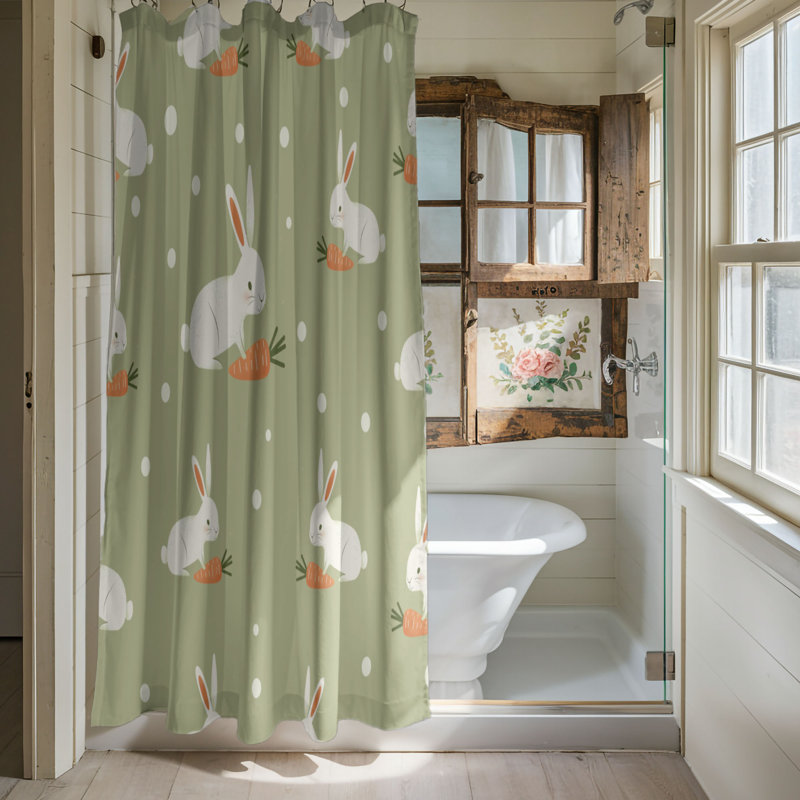 Rideau de douche Boho Bunny - Premium, H 74 po x l 71 po