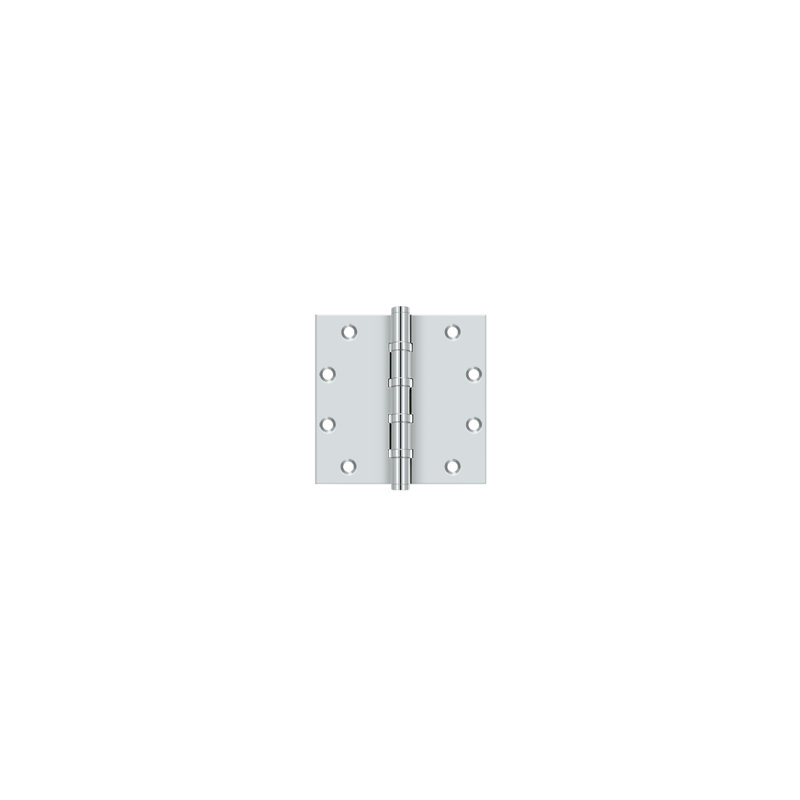 Deltana DSB55B3 5" x 5" Square Hinges, Ball Bearings in Polished Brass Pair, Polished Chrome