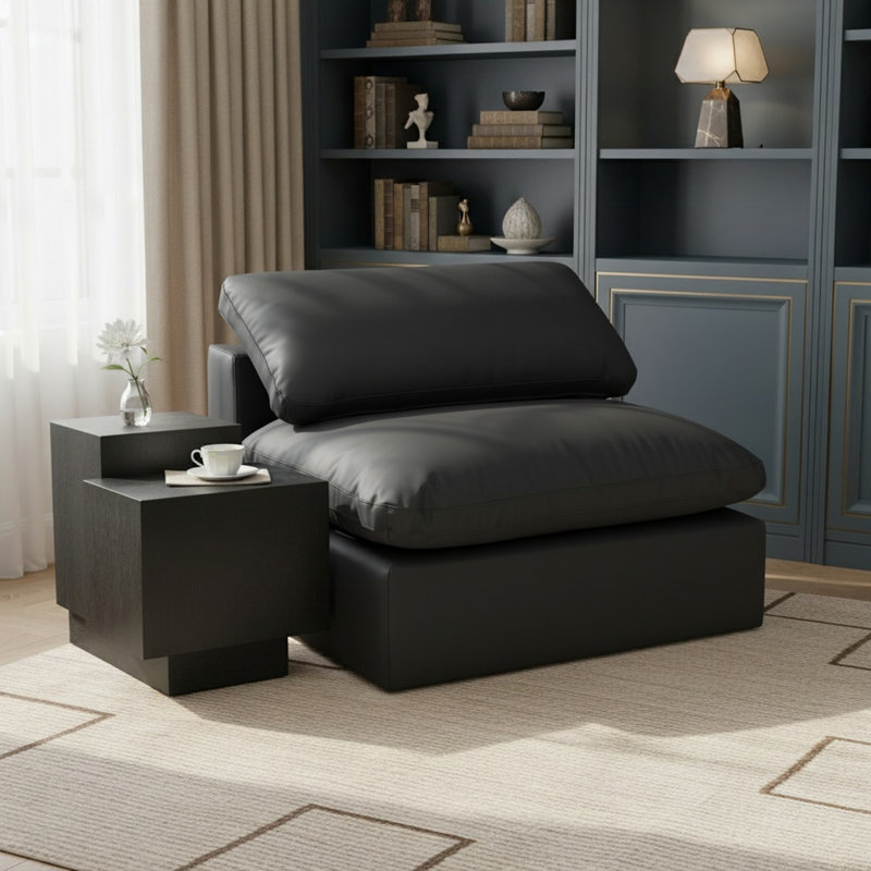 Fauteuil l 40 po, Cuir végétalien noir