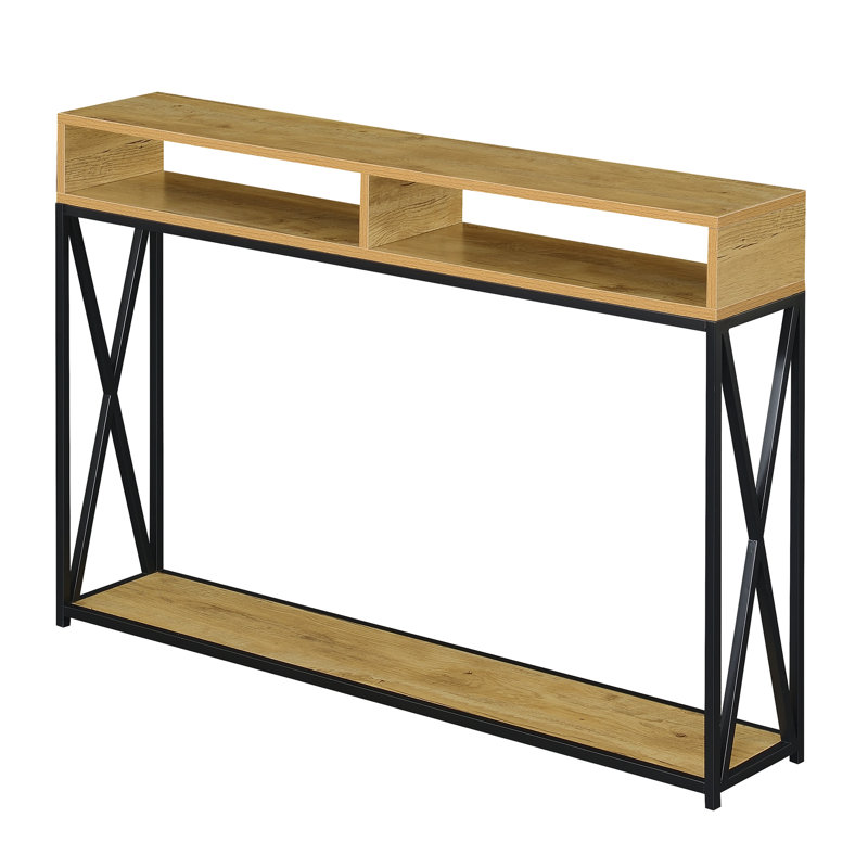 Ariyana 47.25'' Console Table, English Oak Top/Black Base