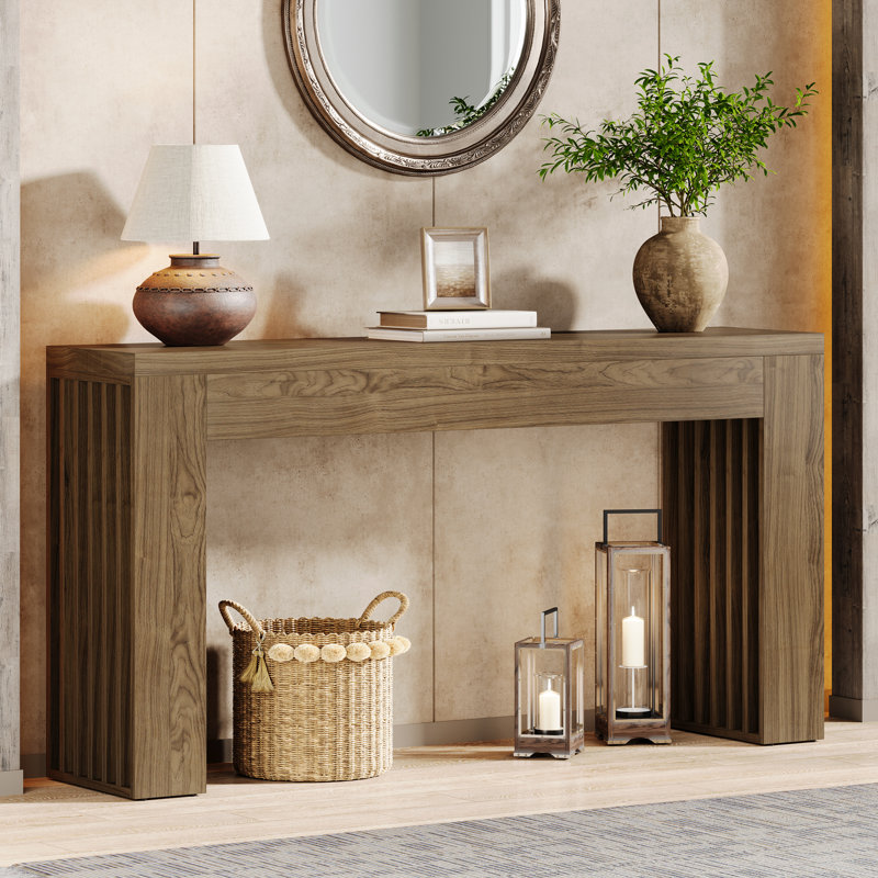 59-Inch Console Table, Wooden Rectangular Sofa Table Behind The Couch