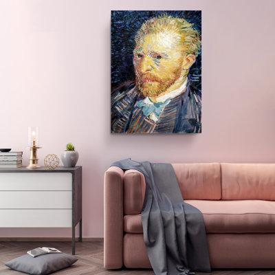 Reproduction d'un autoportrait de 1887 par Vincent Van Gogh - peinture sur toile tendue