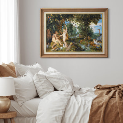 Adam and Eve Garden of Eden Classical Mythology Artwork, Dining Room Pictures, Framed Canvas Giclee Print Wall Art.