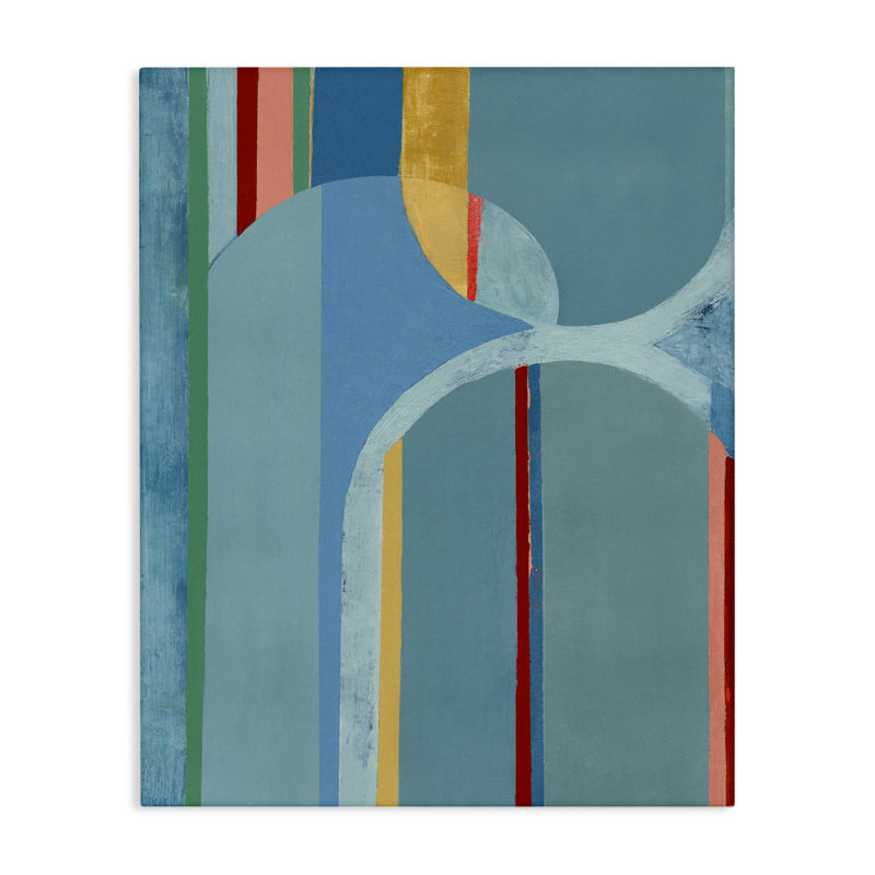 «Funky Blue Arches», art mural sur toile par Pippin Schupbach, H 30 po x l 24 po
