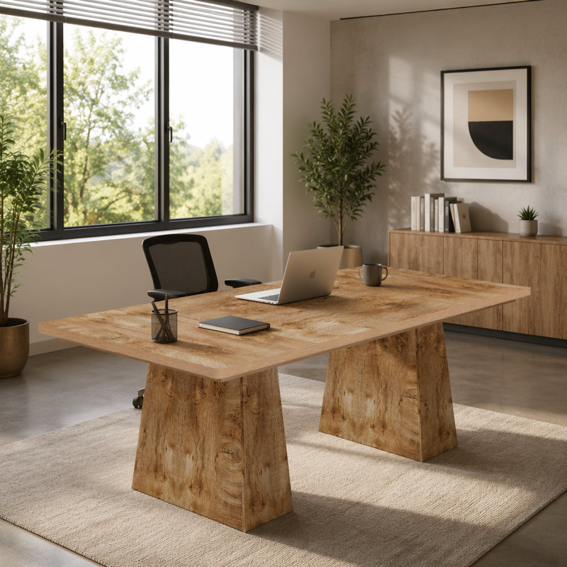Computer Desk Workstations, Vintage Brown