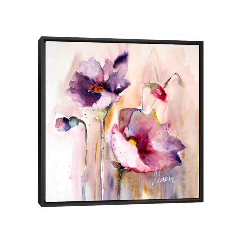« plum pops i », reproduction sur toile, H 18 po x l 18 po x P 1,5 po, Toile avec cadre noir, Pas de tapis