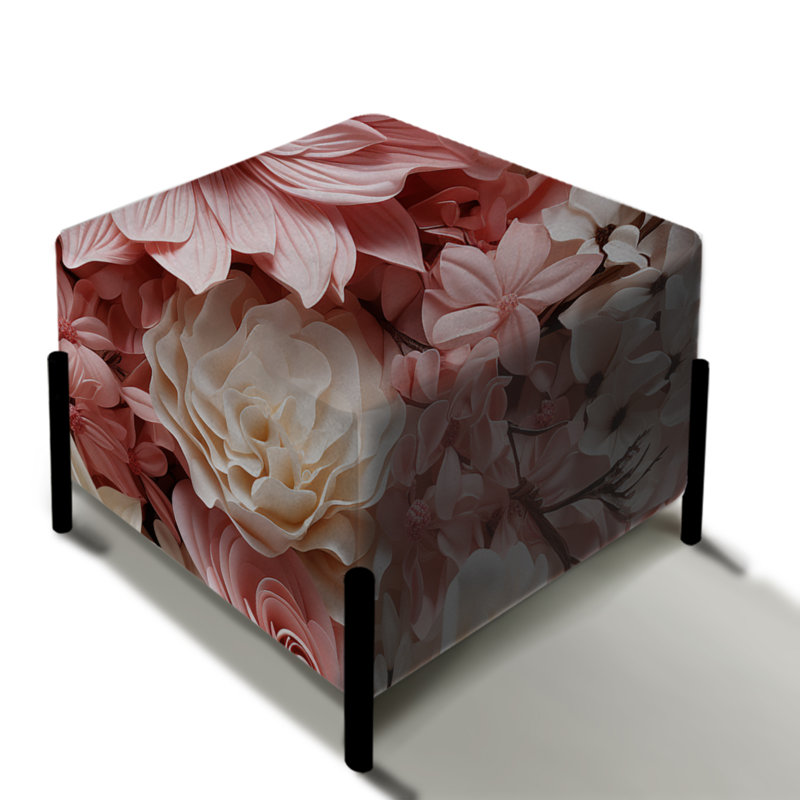 Repose-pieds floral rose et blanc I