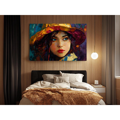 Reproduction d'art sur toile, "Young Young Women with Hat Portrait", art impressionniste moderne