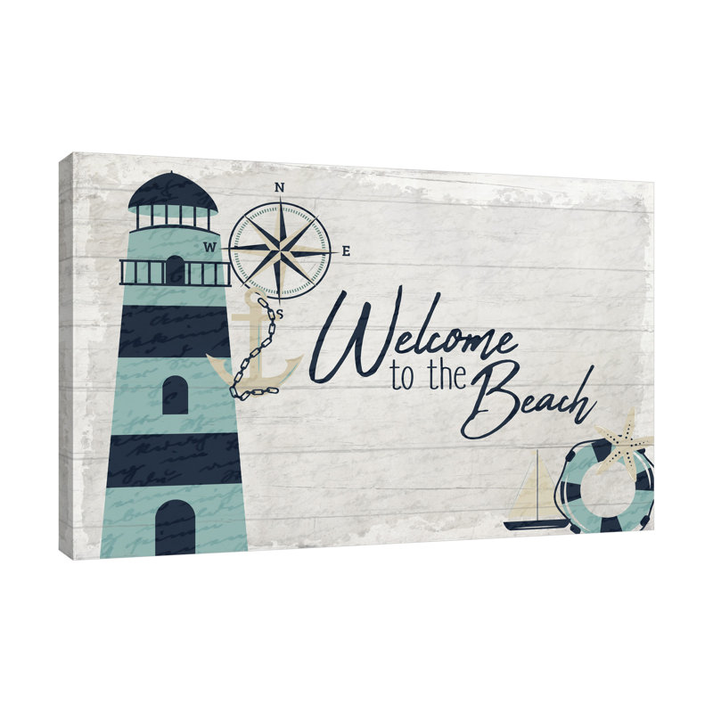 Welcome to the Beach par Kimberly Allen, art textuel sur toile tendue, H 20 po x l 30 po x P 1,5 po