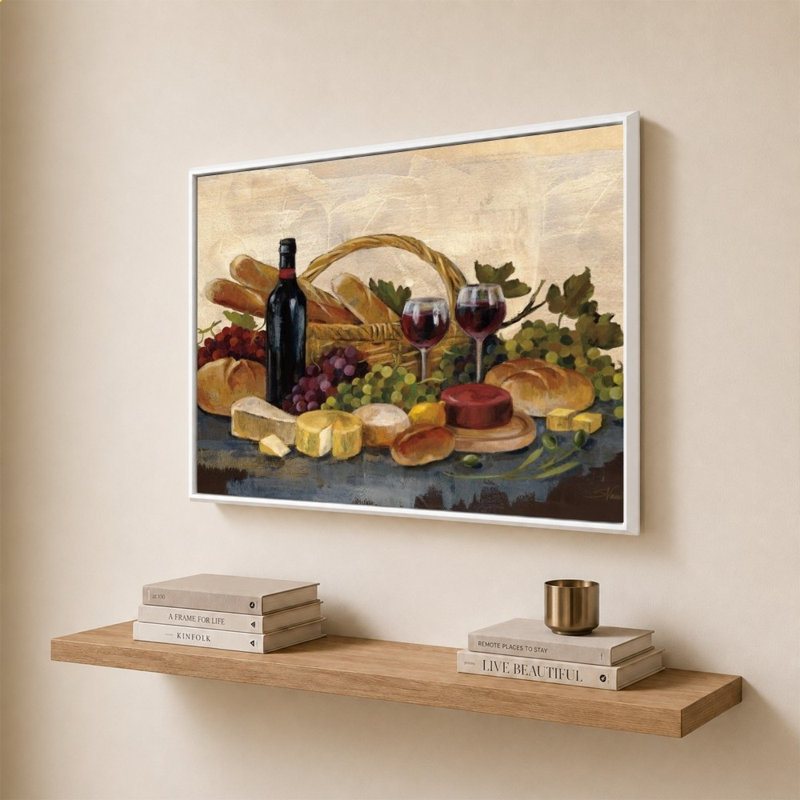 «Tuscan Evening Wine» par Silvia Vassileva, impression sur toile, 20" x 20", Beveled Floating Frame, White