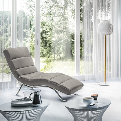 Crosby Upholstered Leather-look Fabric Chaise Lounge with Adjustable Backrest