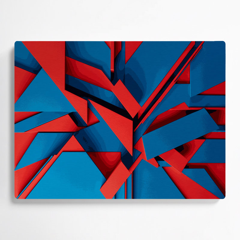 «Geometric Abstraction 44», art mural en métal bleu, H 11 po x l 14 po