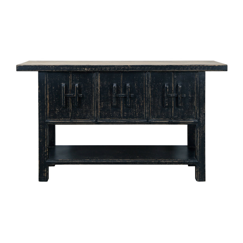 Console en bois massif 16 po Amalfi, Noir antique