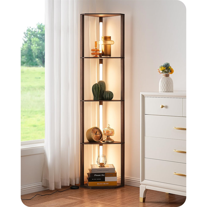 Dajion 163cm LED Tray Table Floor Lamp, Brown