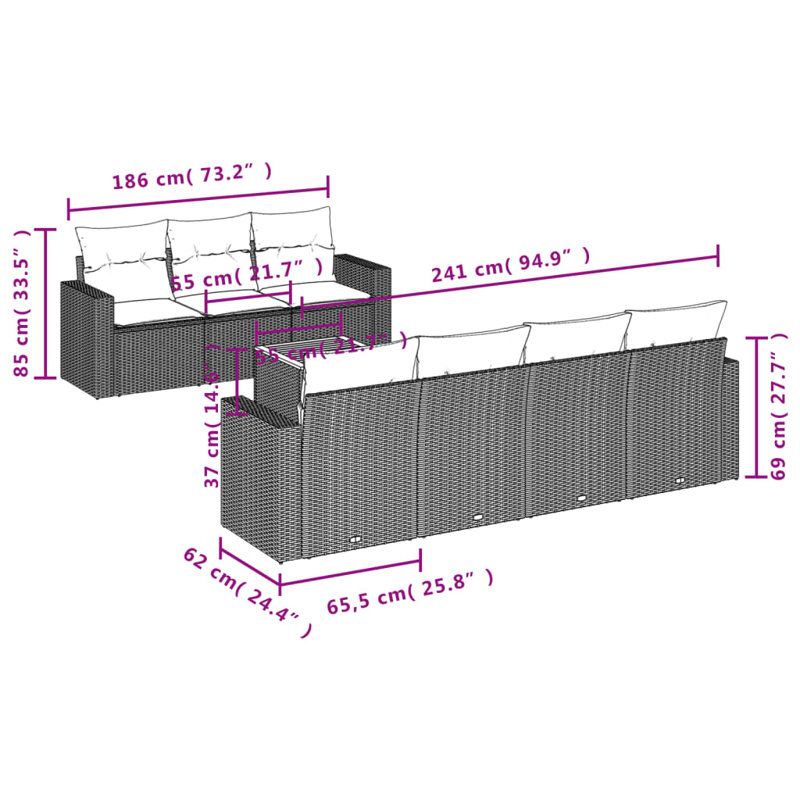 Ensemble de canapé de jardin Vidaxl