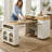 Versatile Extendable Dining Table & Multi-Functional Kitchen Island With Extra-Large Folding Tabletop & Power Outlet-1302601008