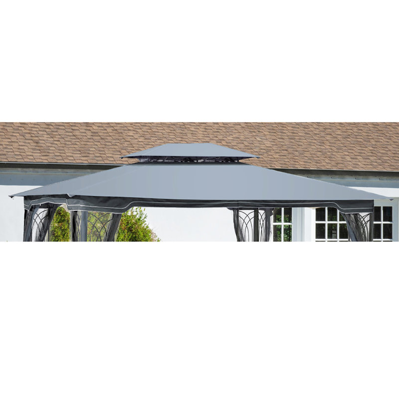 Matériau de remplacement pour pavillon de jardin 13 x 10 pi - Gris, résistant au soleil et facile à assembler