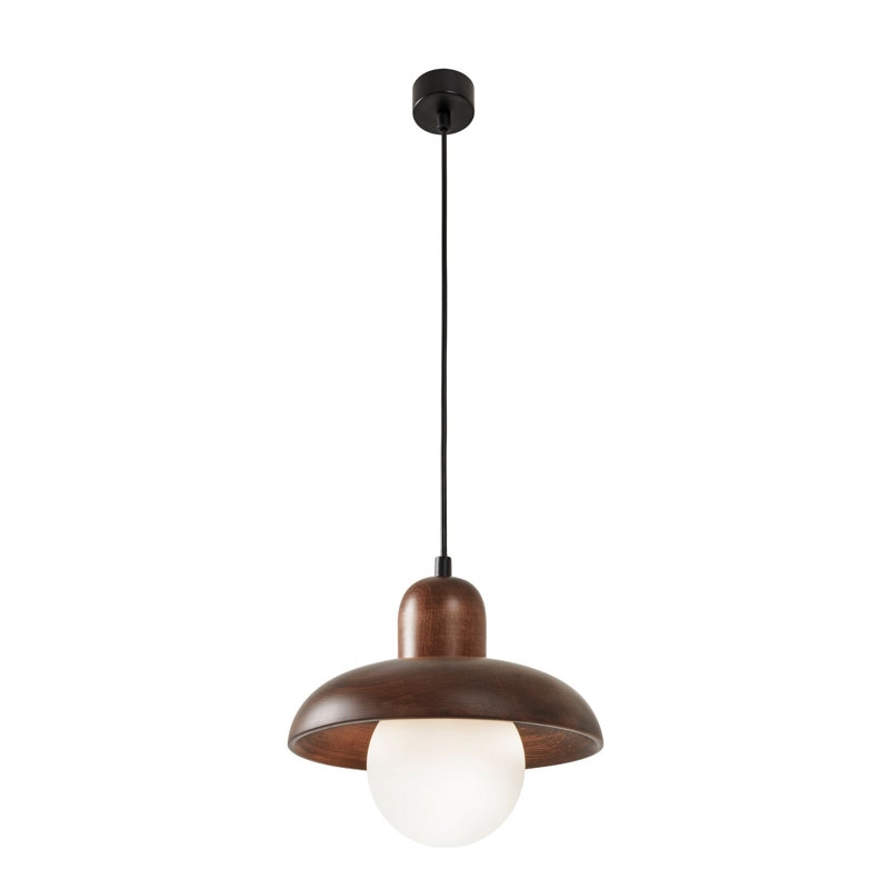 Lustre réglable avec structure en métal et capuchon en bois, noir / noyer / blanc | Capuchon 9,8 po (H: 7,5 po), plaque de base 3,9 po (H: 1,2 po), hauteur totale: 9,4-59,1 po | 1 x douille G9 (10 W maximum) | Éclairage moderne pour la décoration intérieure, design élégant