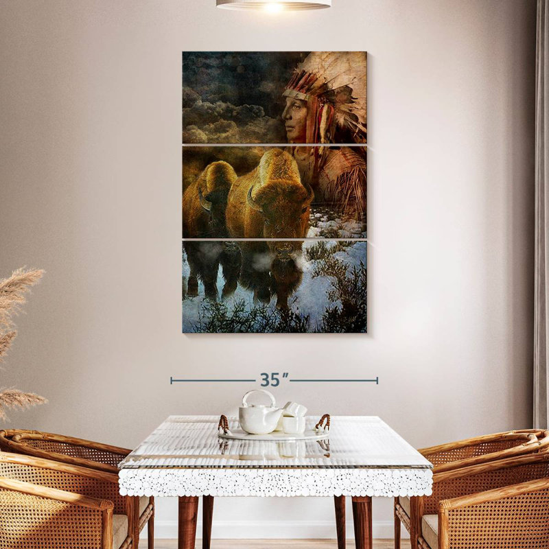 Lelar Bison And The Chief, 32" H x 20" W