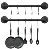 Wall Mounted Pot Rack 21" Set Of 2 With 10 S-Hooks, Black