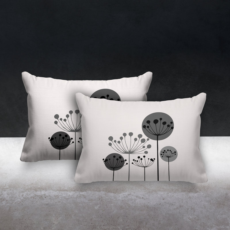 Polyester / Mélange de polyester Housse de coussin rectangulaire intérieure / extérieure lombaire et insert, Noir