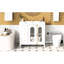 Meuble-lavabo blanc de 36 pouces avec 2 portes à fermeture douce, 3 tiroirs, structure en bois massif, verre translucide, style moderne, grand espace de rangement pour les articles de toilette