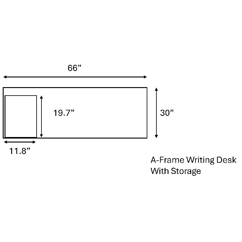 Serenity Modern A-Frame Executive Writing Office Desk, with Cushion Top Mobile Storage, 66x30, Grey Strand Top, Gray Strand