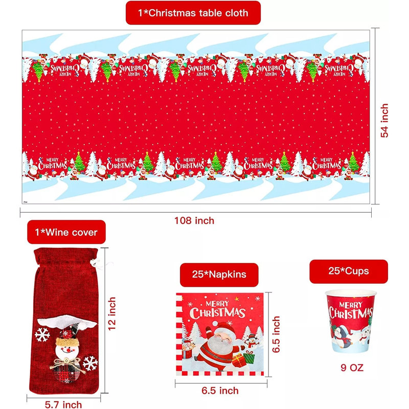 103x assiettes en papier de Noël serviettes de table jetables