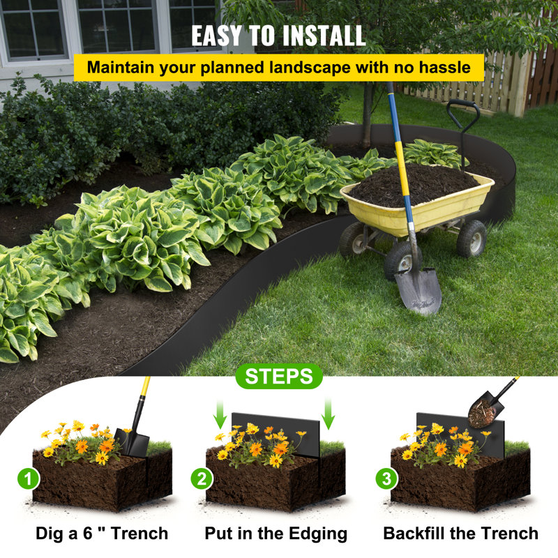 Black Vinyl 10" x 300 ft Landscape Edging Roll