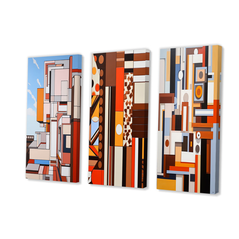 Cocoa Charm De Stijl paysage, H 28 po x l 36 po, Toile tendue