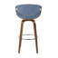 Tabouret de bar Mid-Century moderne en bois de noyer et tissu bleu par - ensemble de 2-56949440
