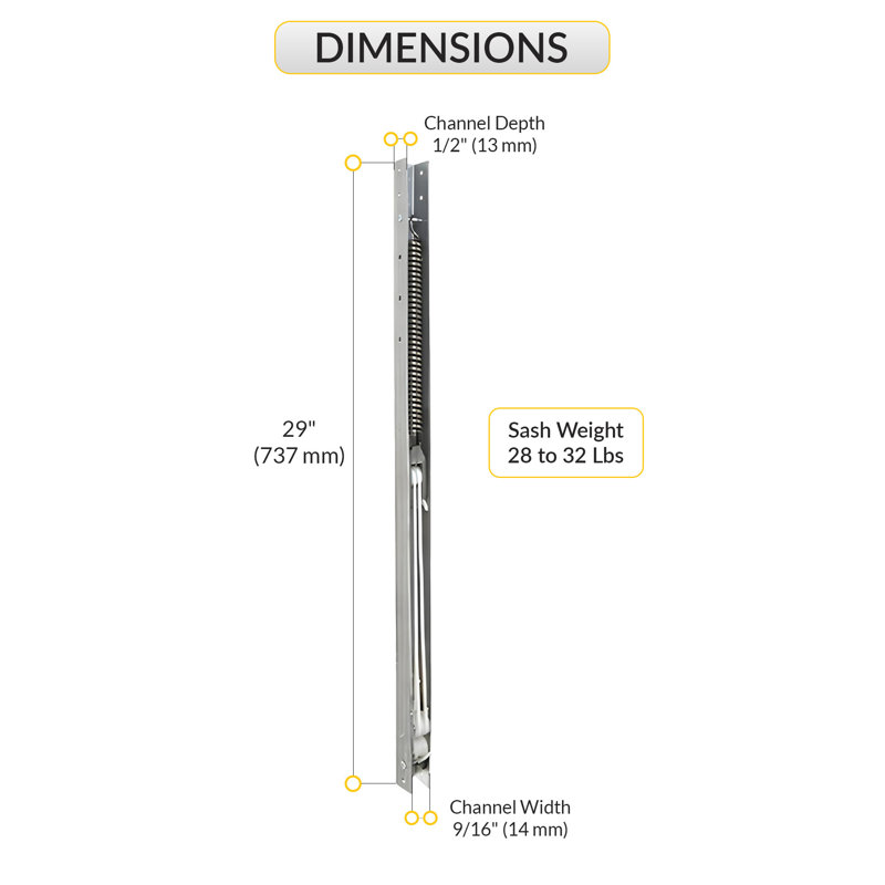 5B613947A32B4ED0B6E40D9633C88213 Équilibre de canal de fenêtre 28 à 32 lb Poids de la ceinture 29 po sans guide de ceinture en aluminium