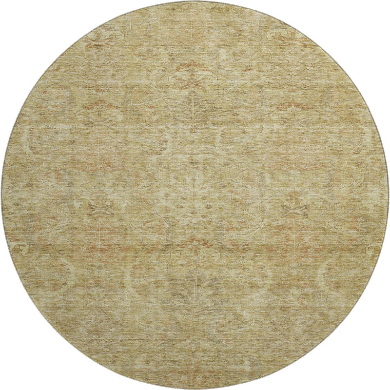 Premium Machine Washable Dahl AMF1082 Damask Rug, Round 8'