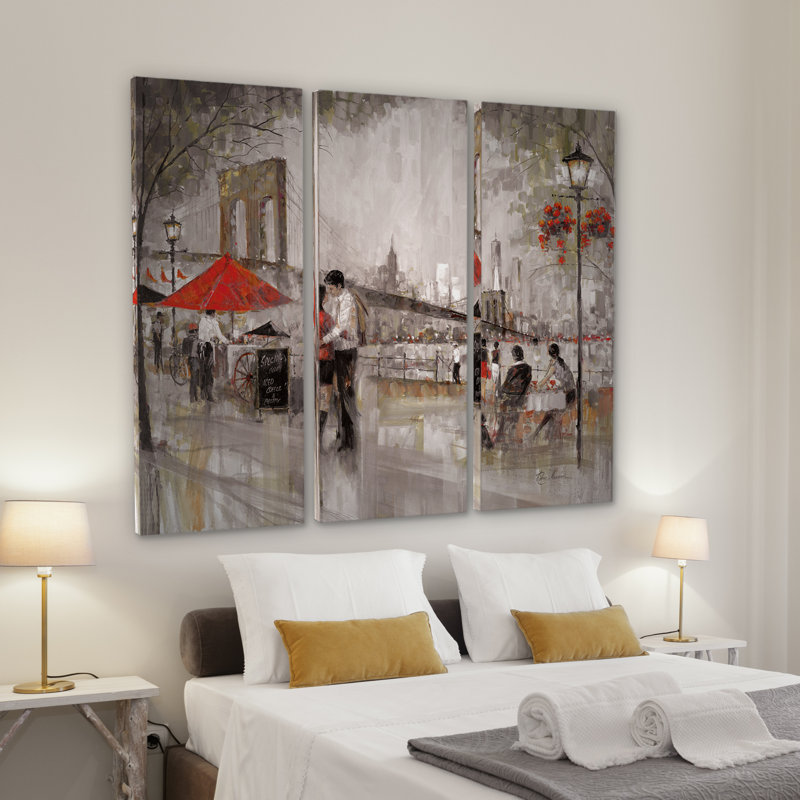 New York Romance - ensemble de 3 reproductions sur toile, H 32 po x l 48 po x P 1,5 po