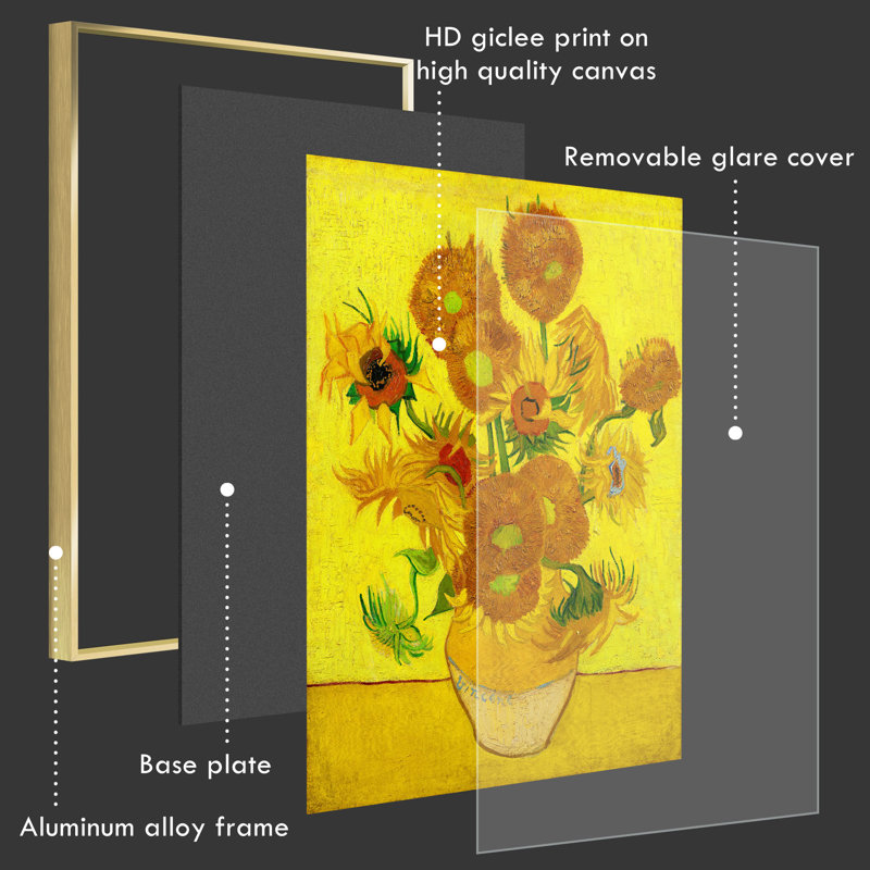 «Toula Sunflowers» par Vincent Van Gogh, reproduction d'art sur toile, H 24 po x l 16 po x P 1,3 po, Encadrement doré